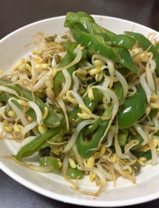 绿豆芽炒青辣椒的做法步骤：11