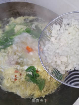 青菜鸡蛋疙瘩汤的做法步骤：10