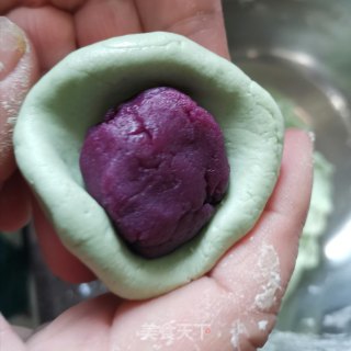 青团—纯手工超级拉丝的芝士紫薯青团的做法步骤：17