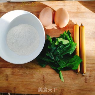 香肠菜蛋卷的做法步骤：1
