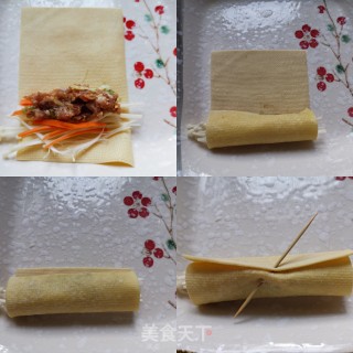 豆皮金针菇肉卷的做法步骤：4