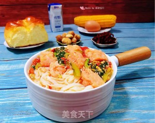 虾滑鸡蛋时蔬面的做法步骤：15