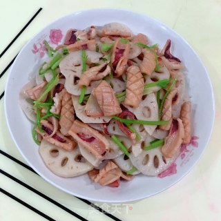 干鱿炒莲藕的做法步骤：11