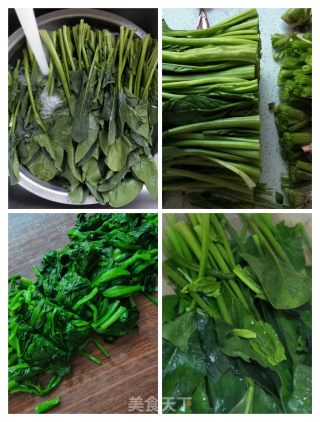 肉丝蘑菇炒菠菜的做法步骤：2