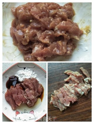 肉丝蘑菇炒菠菜的做法步骤：3