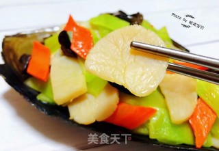 带子炒莴笋胡萝卜木耳的做法步骤：14
