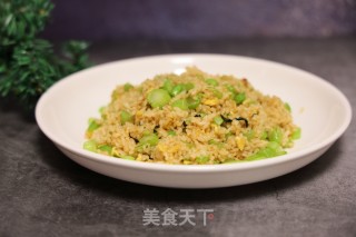 青菜梗蛋炒饭的做法步骤：9