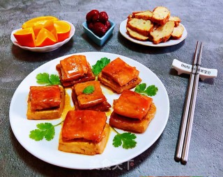 照烧三文鱼煎豆腐的做法步骤：12