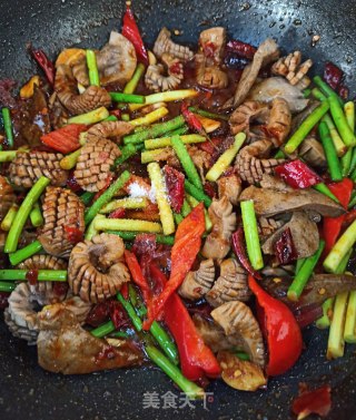 蒜苔辣炒腰花的做法步骤：10