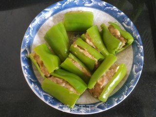 微波炉版尖椒酿肉的做法步骤：6