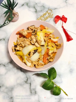 鸡胸肉炒香菇大白菜的做法步骤：10