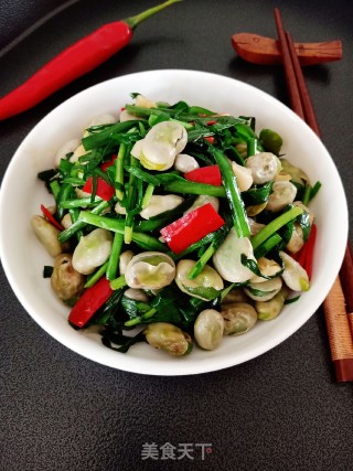 蚕豆炒韭菜的做法步骤：7