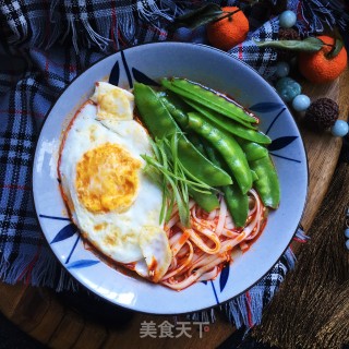 荷兰豆煎蛋面的做法步骤：9