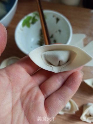 三种荠菜鲜肉馄饨的包法的做法步骤：12