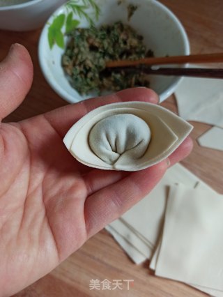 三种荠菜鲜肉馄饨的包法的做法步骤：15