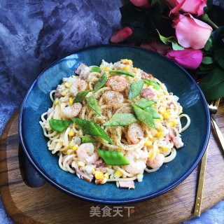 培根虾仁奶油意面的做法步骤：15