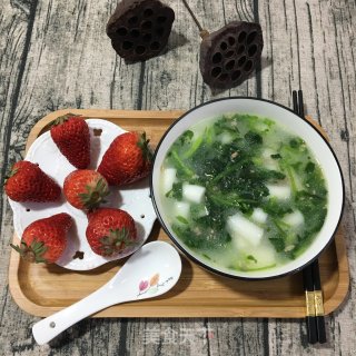 荠菜肉末汤年糕的做法步骤：7