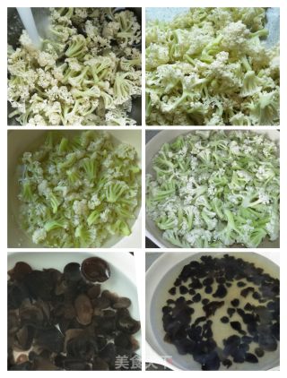 木耳辣椒炒菜花的做法步骤：2