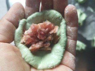 带尾巴的艾草鲜肉汤圆的做法步骤：8