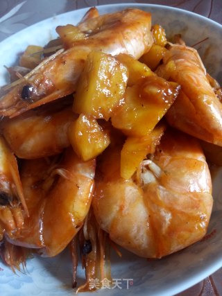 菠萝炒大虾的做法步骤：8
