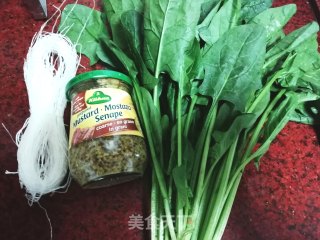 芥末酱拌菠菜粉丝的做法步骤：1