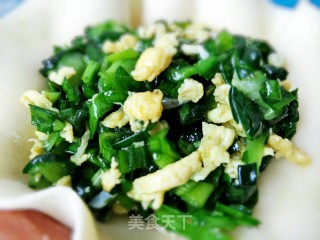 烫面韭菜鸡蛋馅饼的做法步骤：7
