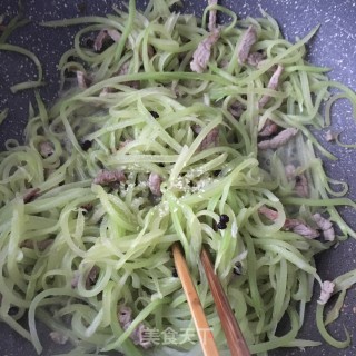 肉丝炒莴苣的做法步骤：7