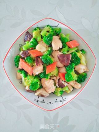 鸡肉胡萝卜炒西兰花的做法步骤：6