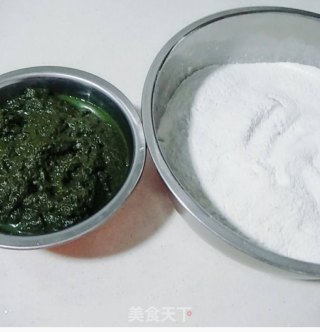 咸蛋黄肉松青团的做法步骤：3
