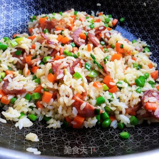 腊肠蒜苔炒饭的做法步骤：9