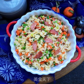 腊肠蒜苔炒饭的做法步骤：10