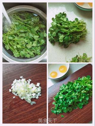 香菜炒鹅蛋的做法步骤：2