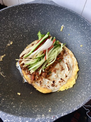 辣酱鸡肉手抓饼的做法步骤：9