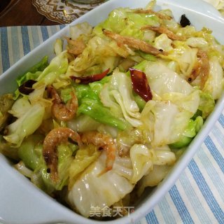 虾干炒包菜的做法步骤：10