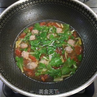 番茄丸子青菜汤的做法步骤：7
