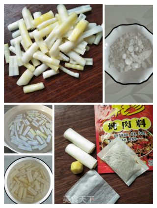 梅花肉炖春笋的做法步骤：2