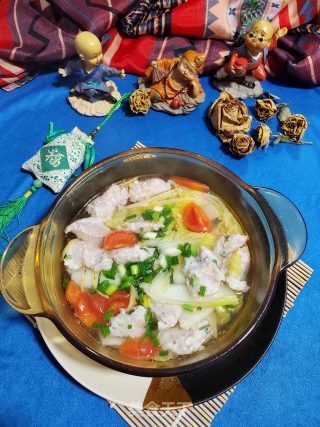 白菜鱼滑汤的做法步骤：10