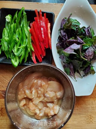 紫苏辣椒炒鸡丝的做法步骤：4