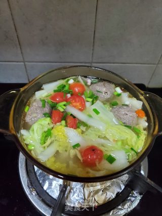 牛筋丸白菜汤的做法步骤：8