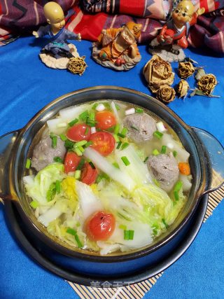 牛筋丸白菜汤的做法步骤：9