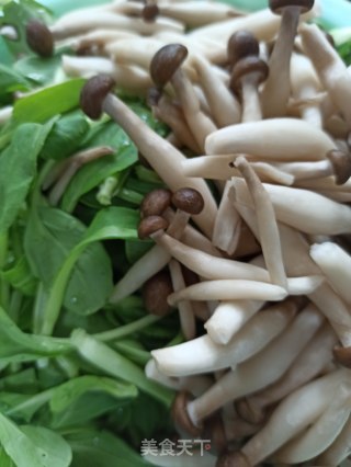 蟹味菇烧小青菜的做法步骤：2