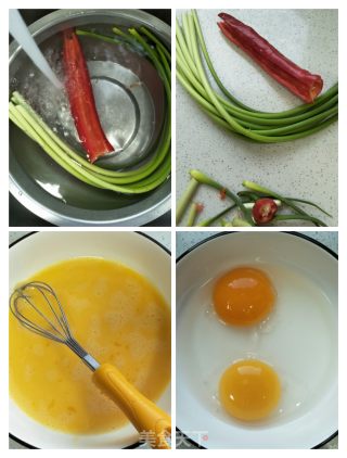 蒜苔甜椒炒鹅蛋的做法步骤：2