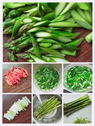 鹅蛋甜椒炒芦笋的做法步骤：2