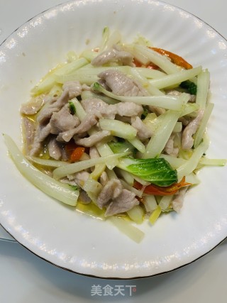 白菜根炒肉的做法步骤：6
