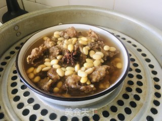 过油鸭蒸黄豆的做法步骤：6
