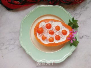 椰浆酸奶木瓜西米露的做法步骤：9
