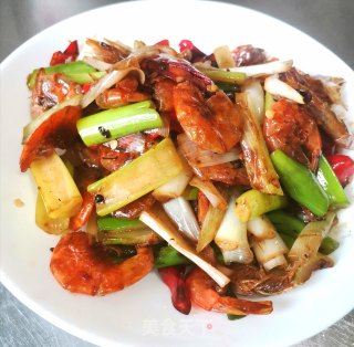 大葱烧烤虾干的做法步骤：6