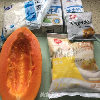 椰香牛奶木瓜饮的做法步骤：1