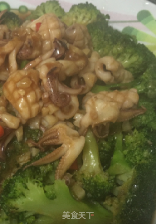 鱿鱼炒菜花的做法步骤：5