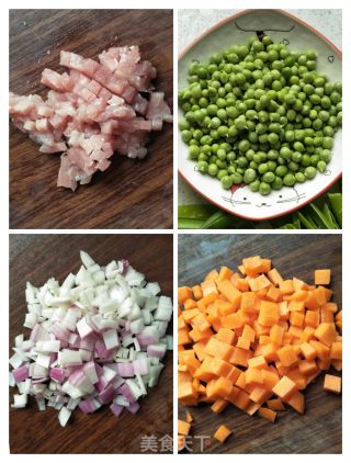 肉末胡萝卜炒豌豆的做法步骤：2